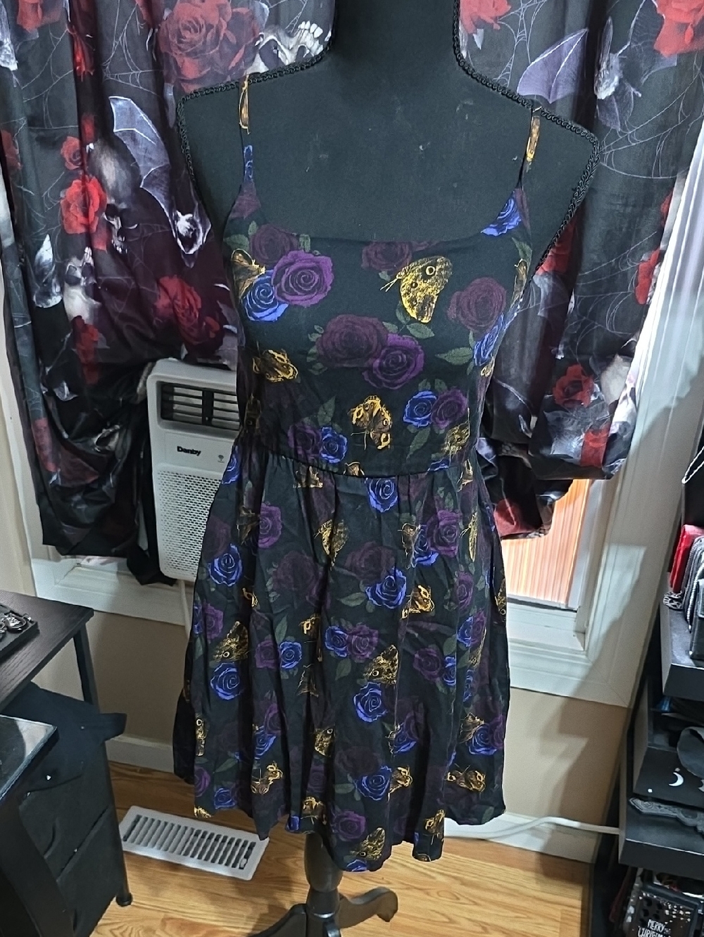 Floral Rose Print Spaghetti Strap Dress